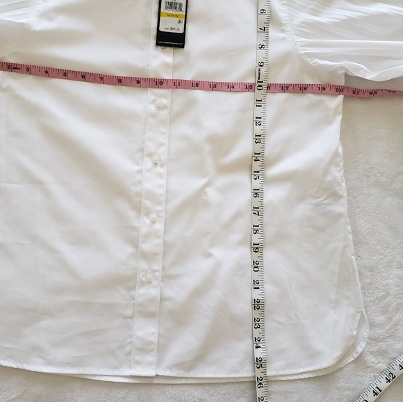 KARL LAGERFELD Long Pleated Sleeve Button Down White Shirt—NWT—M - Picture 14 of 14